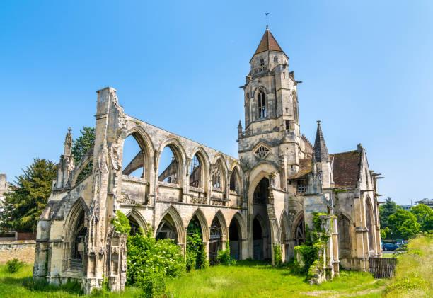 Ruined Church of Saint-Etienne-le-Vieux in Caen, the Calvados department of France transfer cdg airport caen