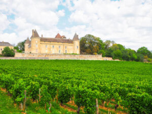 In August 2019, tourists could admire from the road and the countryside the beautilful castle of Rully and its vineyards in Burgundy in France