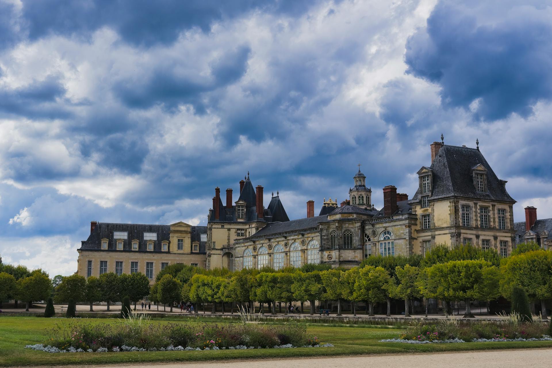 Fontainebleau park (Chateau de Fontainebleau garden) near Paris, France